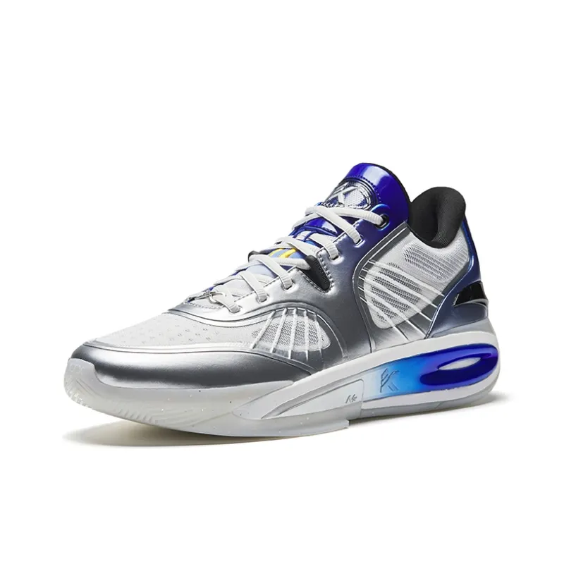 Anta KT10 Cushioning, Slip Resistant, And Abrasion Resistant Low Top Basketball Shoes Men's White Silver-1