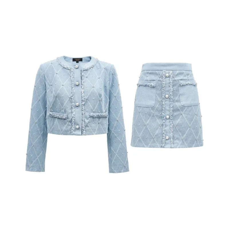 VERO MODA Skirt Set Women's Light Denim Blue-0