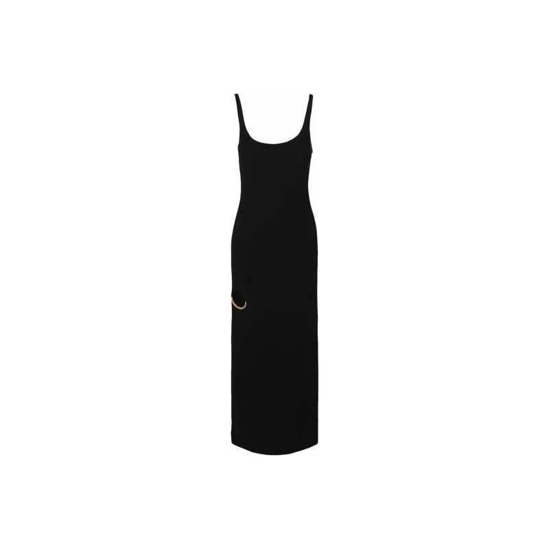 VERSACE Ring Cutout Sleeveless Maxi Dress Black-0