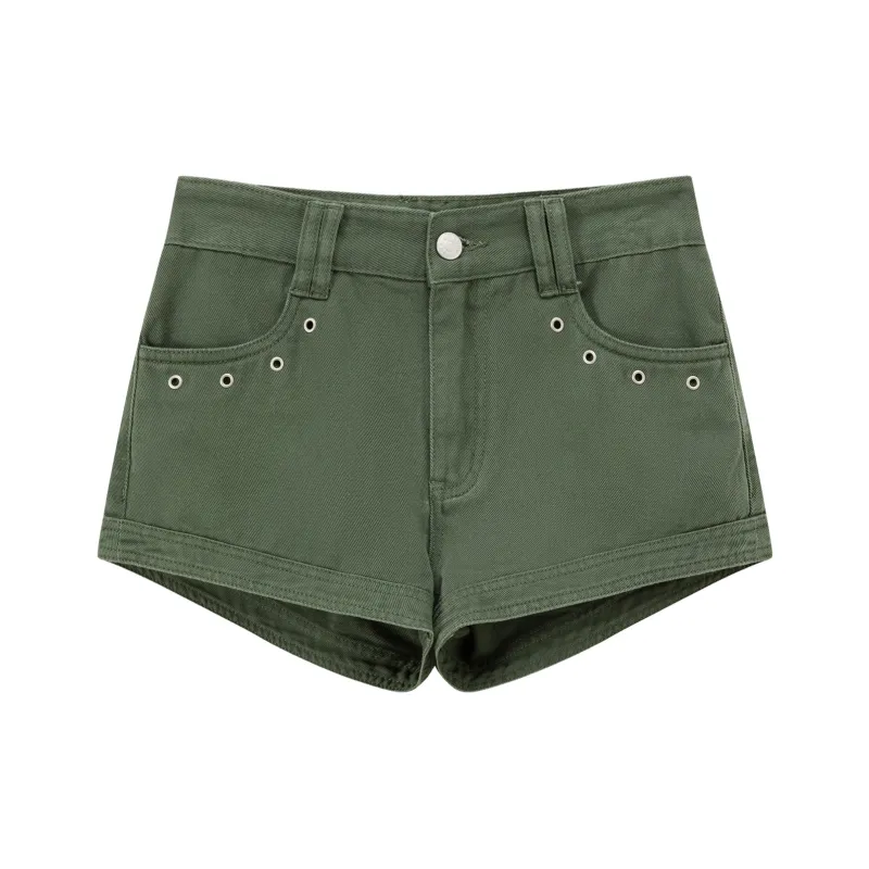 CHUU Denim Shorts Women's Army Green-0