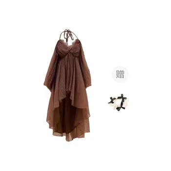 CPAURA Slip Dresses Women's Coffee+Bowknot Hair Tie Comes With