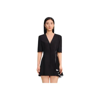 Blood Glitter Short-Sleeved Dresses Women's Black