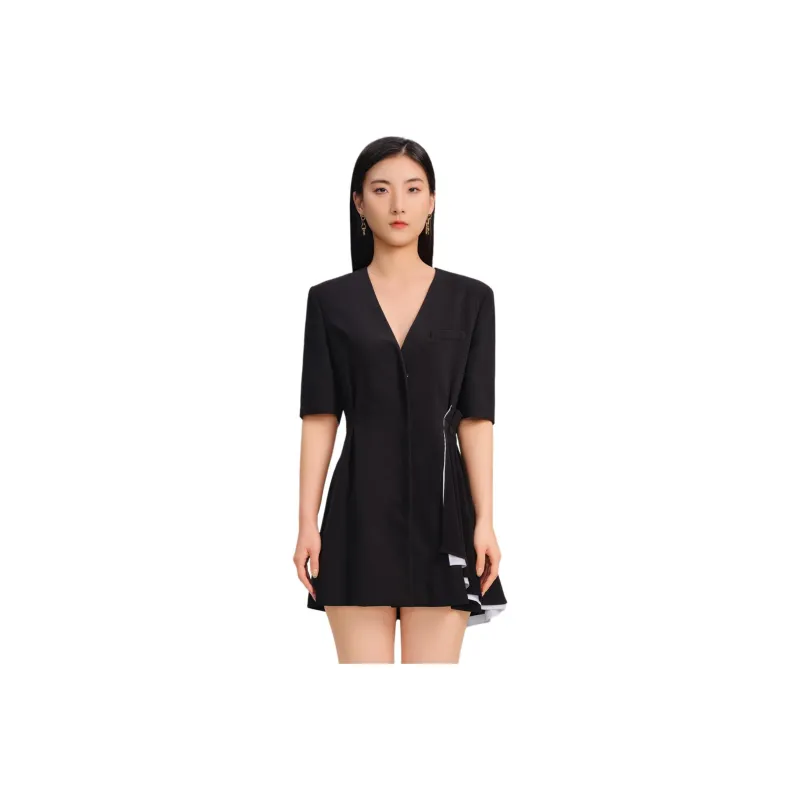 Blood Glitter Short-Sleeved Dresses Women's Black-0