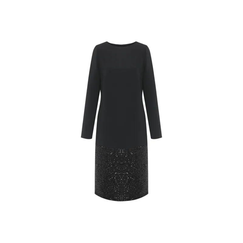 BBLLUUEE Long Sleeved Dress Women's Ink Black-0