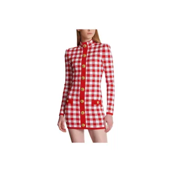 BALMAIN Long Sleeved Dresses Women's Red