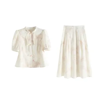 SUBEN Skirt Set Women's Pink Floral