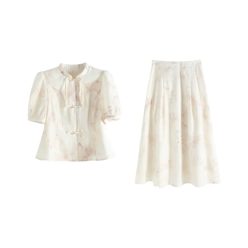 SUBEN Skirt Set Women's Pink Floral Color-0