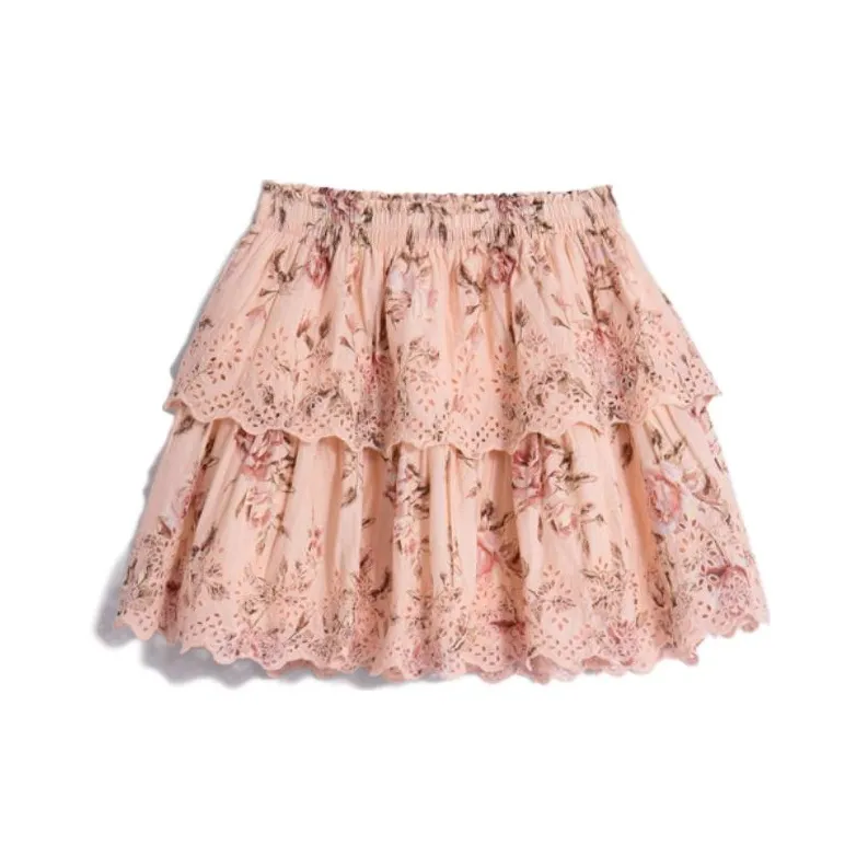 GAP X LoveShackFancy Floral Flippy Skirt Pink Multi Floral-0