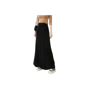 Late White Casual Long Skirts Women's Black