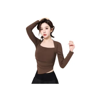Barbie Yoga T Shirts Women's Chestnut Brown[Fixed One Piece Cup]