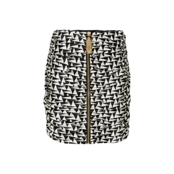 Elisabetta Franchi Graphic Printed Ruched Mini Skirt