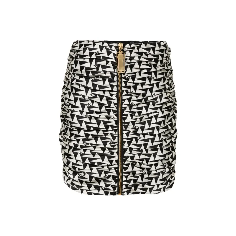 Elisabetta Franchi Graphic Printed Ruched Mini Skirt-0