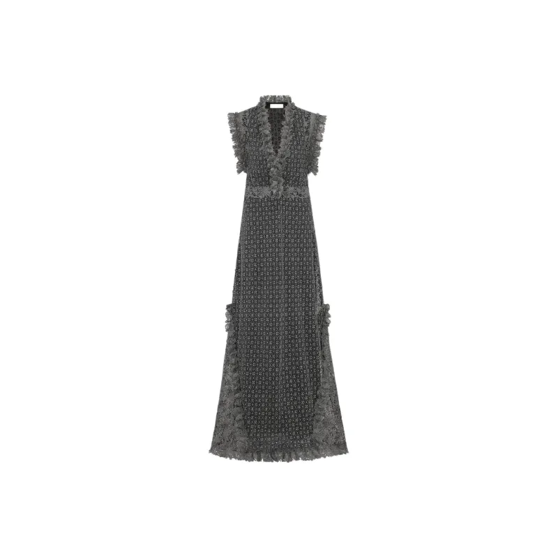 DIOR SS25 Sleeveless Dress Women's Silver Black-0