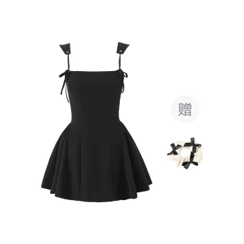 TORIGHT Slip Dress Women's Black+Bowknot Hair Tie Comes With