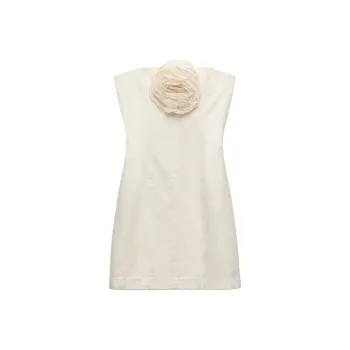 ZARA Sleeveless Dress Women's Beige