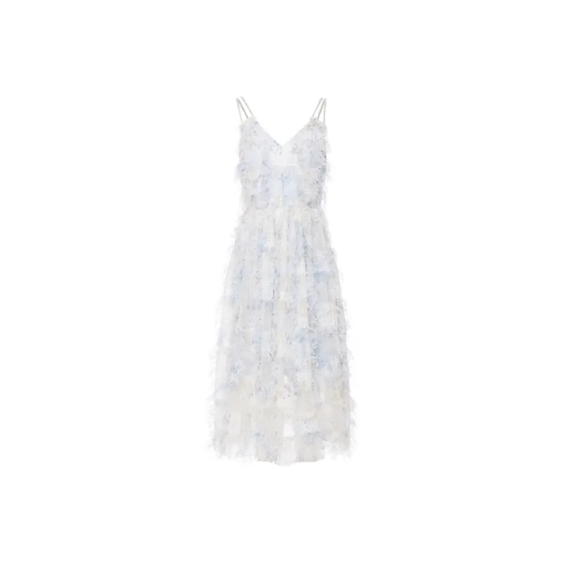 FLONAKED Slip Dresses Women's 3D Effect Plaid Fringe-0