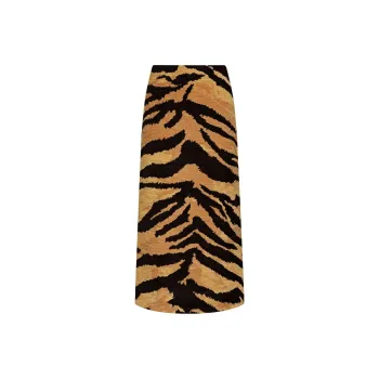 OSCAR DE LA RENTA Tiger Chenille Jacquard Pencil Skirt
