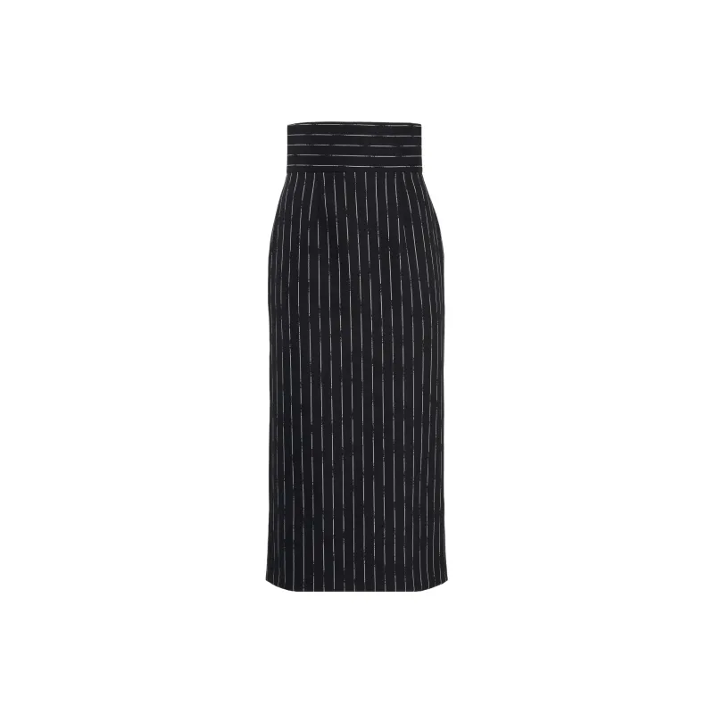 Alexander McQueen Striped High Waist Midi Skirt-0