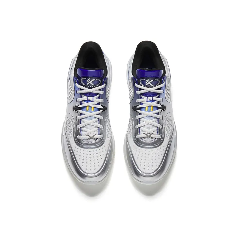 Anta KT10 Cushioning, Slip Resistant, And Abrasion Resistant Low Top Basketball Shoes Men's White Silver-2