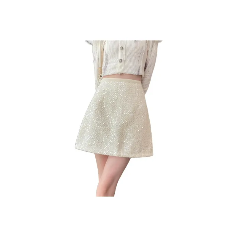 SITOL Casual Short Skirts Women's Ecru-0