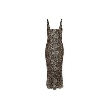 Realisation Par SS24 The Gabriella Slip Dresses Women's Leo Leopard Shadow Print