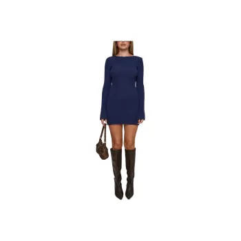 PRINCESS POLLY OSMENT LONG SLEEVE KNIT MINI DRESS Long Sleeved Dress Women's NAVY/Marine Blue