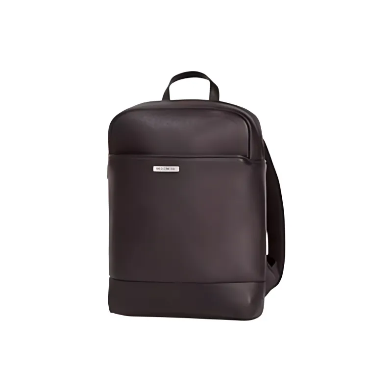 MOLESKINE Cow Leather Backpack Medium Size Men's Black/Wood Brown-0