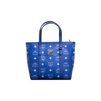 MCM Toni Visetos Artificial Leather Tote Bag, Shopping Bag, Shoulder Bag, Crossbody Bag, Handbag Mini Women's Blue