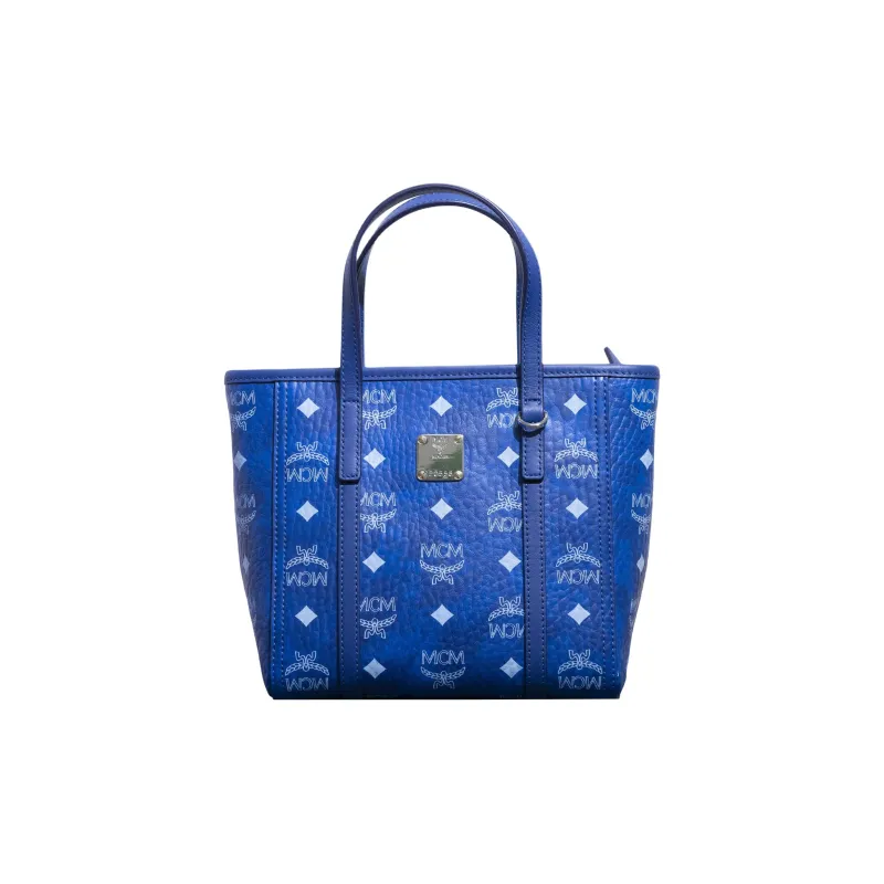MCM Toni Visetos Artificial Leather Tote Bag, Shopping Bag, Shoulder Bag, Crossbody Bag, Handbag Mini Women's Blue-0