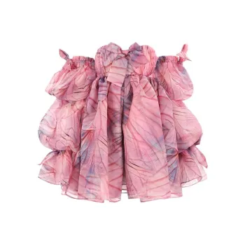 Selkie Collection SS24 Long-Sleeved Dresses Women's Pink Dreamy Butterfly Print