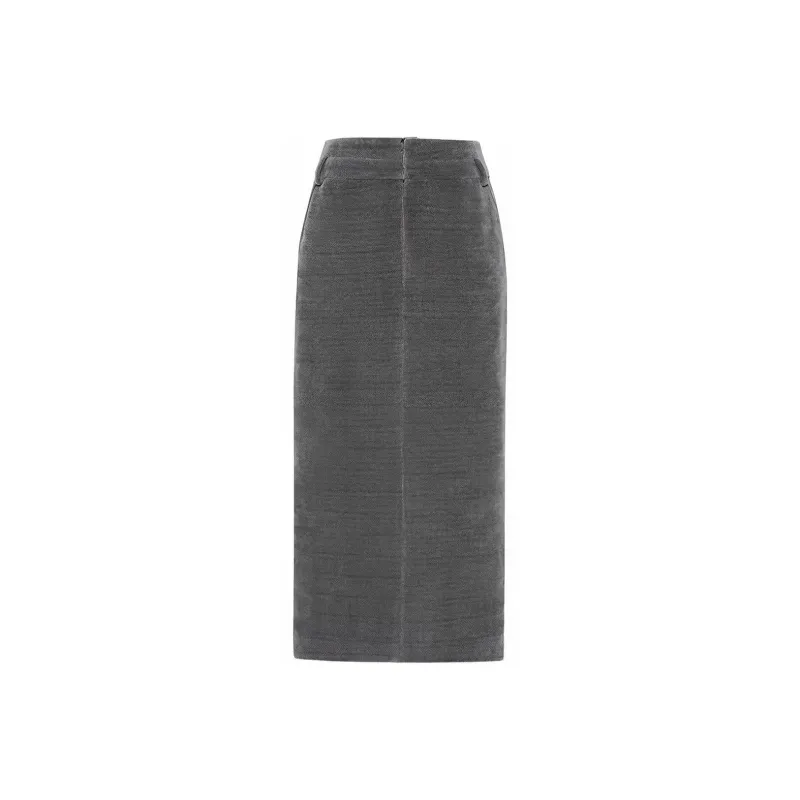 MEIYANG Casual Long Skirts Women's Meteorite Gray-0