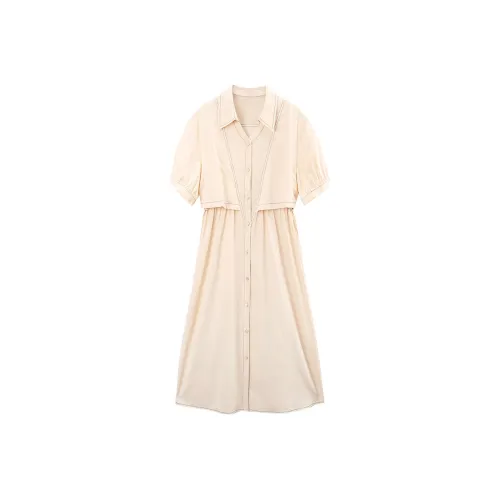 A Paradise For Awakening Short Sleeved Dress Women's Beige