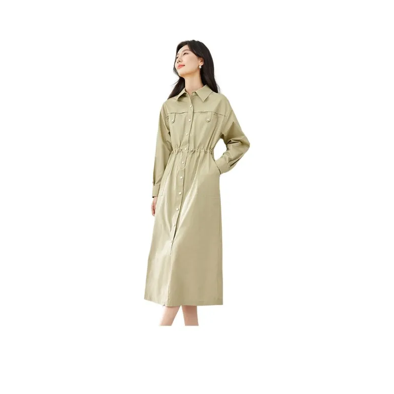 VIMLY Long Sleeved Dresses Women's Khaki-0