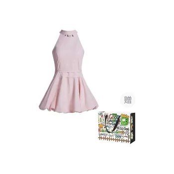 ZVJH Sleeveless Dress Women's Pink Comes With Belt