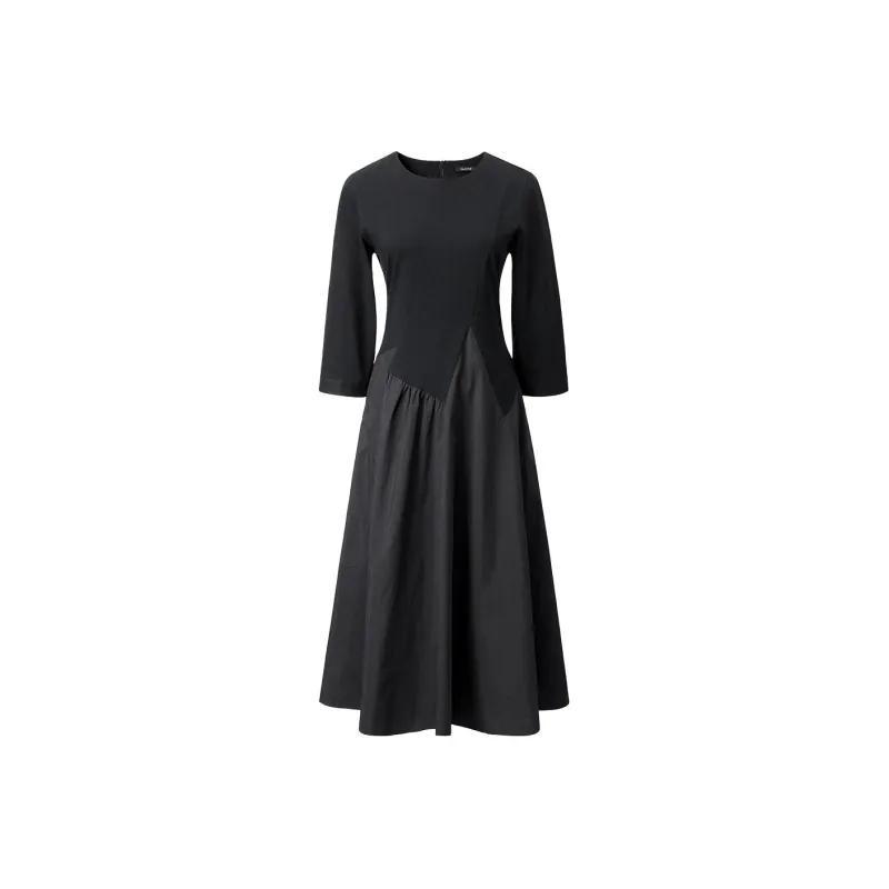 Yan Domain Long Sleeved Dresses Women's Black-0