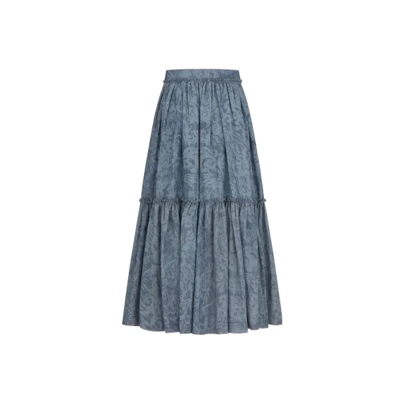 DIOR Casual Long Skirts Women's Blue-0