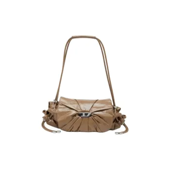 DIESEL Cow Leather Crossbody Bag, Shoulder Bag Medium Size Women's Umber