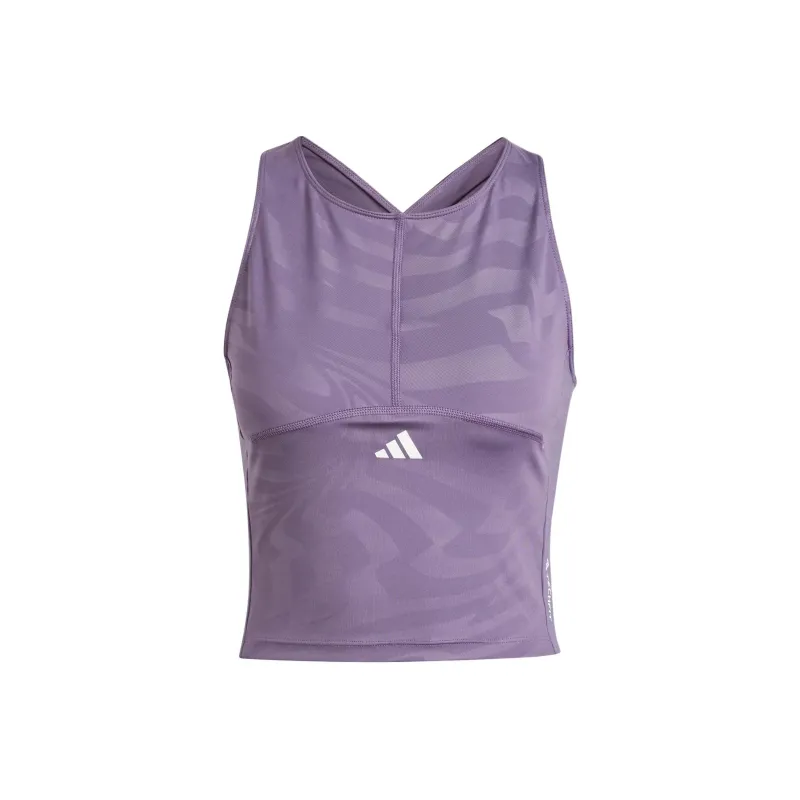 Adidas Techfit Printed Crop Training Tank Top Sport Vests Women's Purple-0