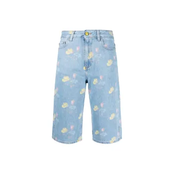 GANNI Floral-print Denim Shorts