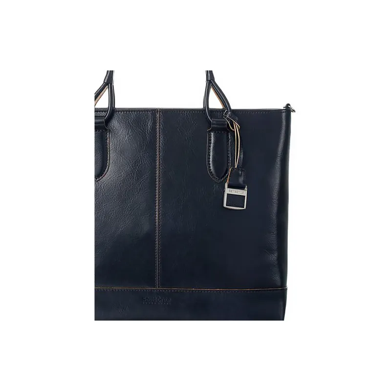 SAMSONITE Cow Leather Tote Bag Shopping Bag Shoulder Bag Handbag Medium Size Unisex Marine Blue-3