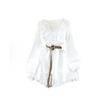 DOSOHEB Long Sleeved Dress Women's Ecru