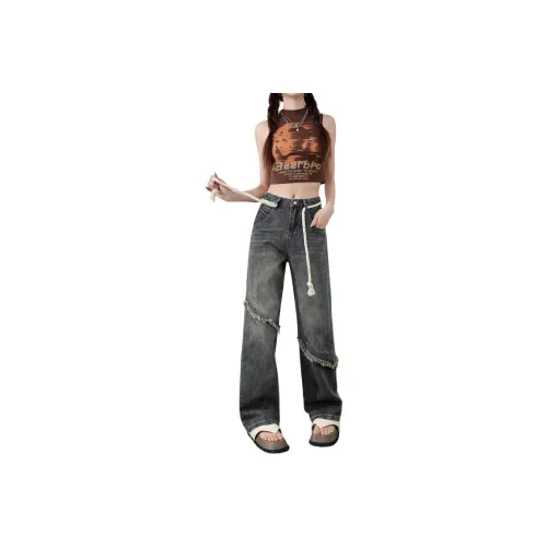 Menglaini Jeans Women's Nostalgic Blue