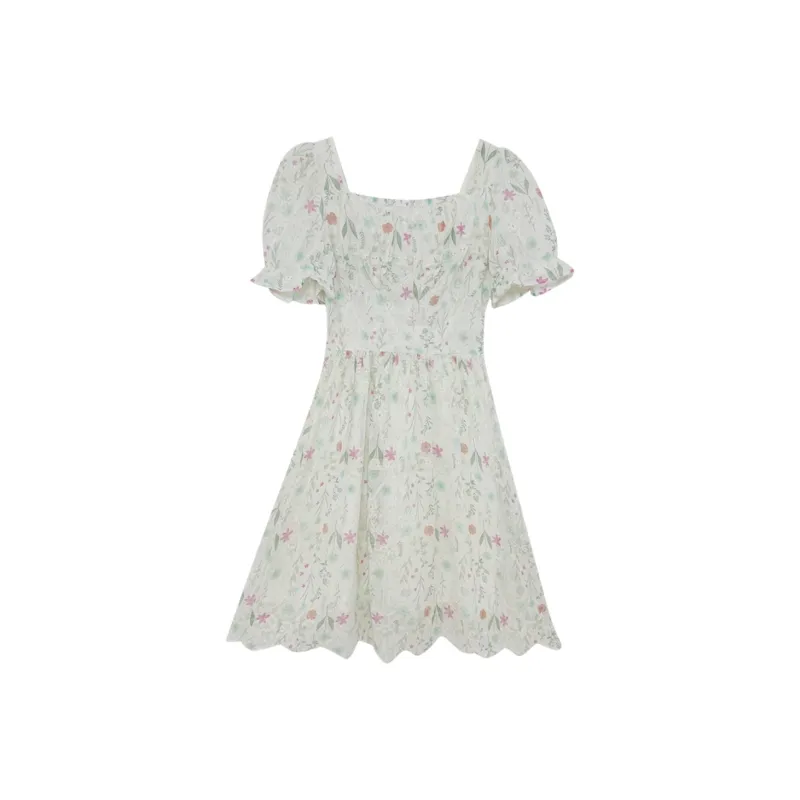 Icicofficial Short Sleeved Dress Women's Embroidery Print-0