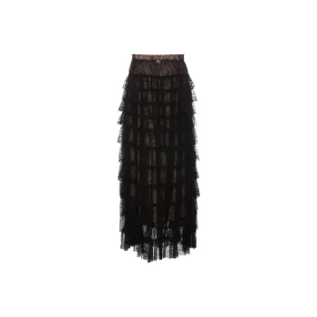 Twinset Ruffled Chantilly lace Maxi Skirt