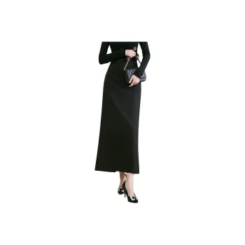 Late White Casual Long Skirts Women's Black