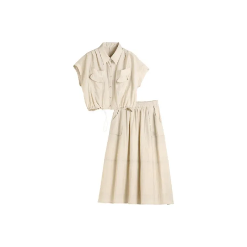 Hang Yi Court Skirt Set Women's Khaki-0