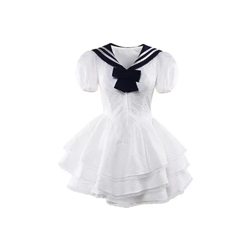 Incolore Short Sleeved Dresses Women's White