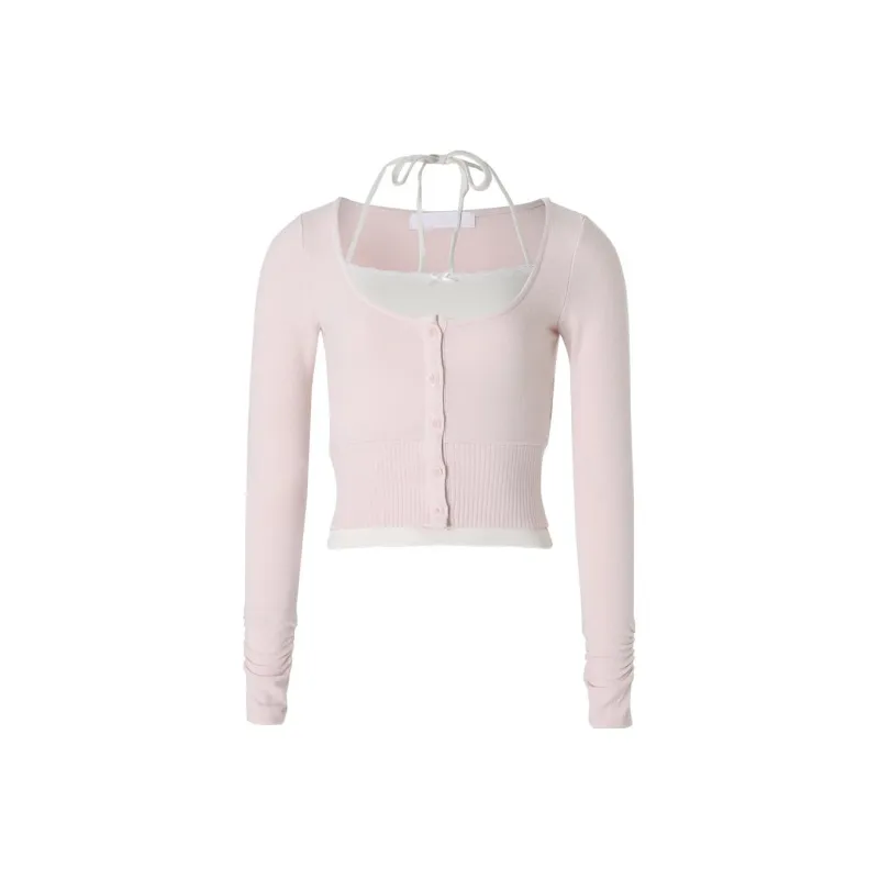 NOT YOUR ROSE FW24 Luna Cardigan Set Casual Suit Women's PINK/Pink-0