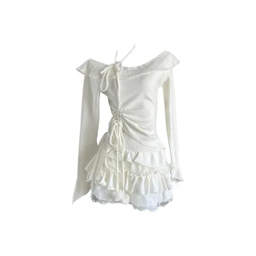 AFGGD Long Sleeved Dress Women's White