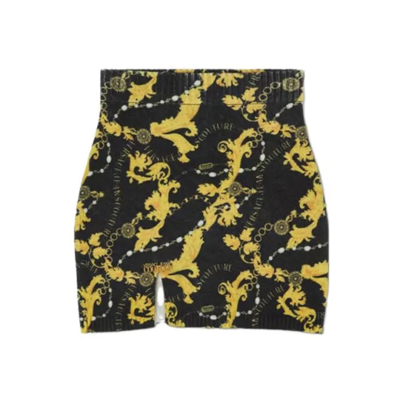 VERSACE Chain Couture print Knitted Miniskirt-0
